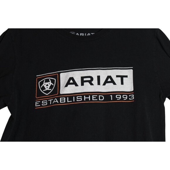 Ariat L/S Logo Black Western Tee Shirt Mens Medium - Picture 2 of 4